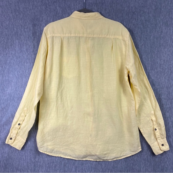 WEEKEND Max Mara Shirt Womens L Linen Yellow Button Up Long Sleeve Casual Italy - Picture 9 of 11